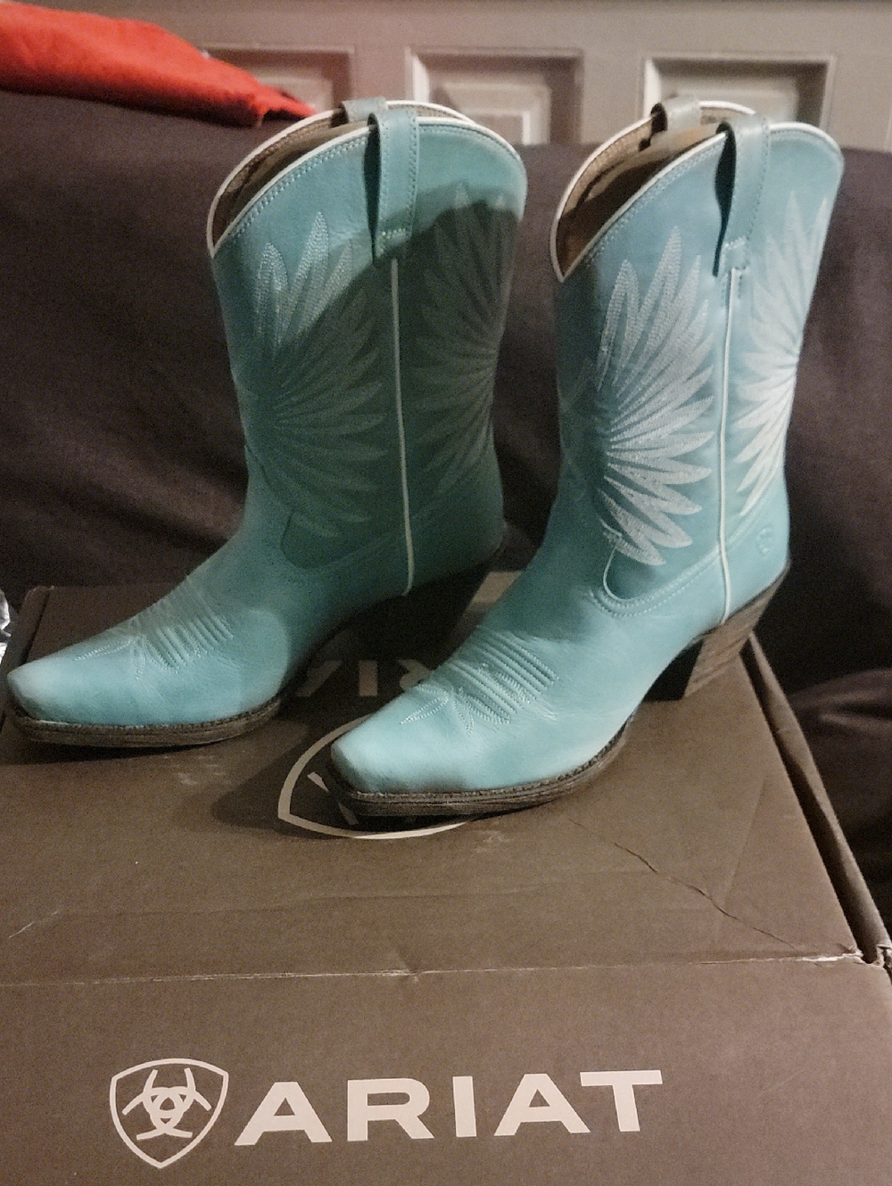 Ariat Turquoise Western Embroidered Mid-Calf Boots